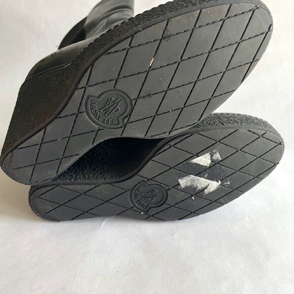 Moncler Women's Black Leather Wedge Ankle Boots Size 37 / US 6.5 - Picture 9 of 10